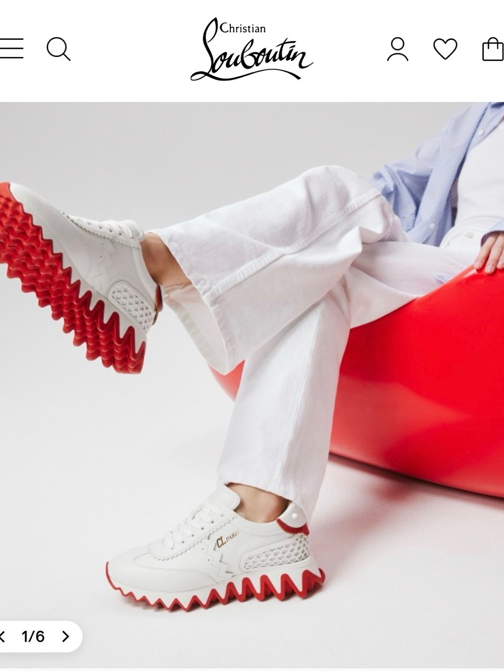 Christian Louboutin Men’s White Low-Top Sneakers with Red Sawtooth Sole